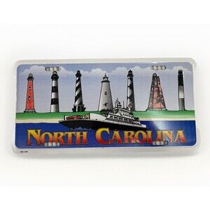 North Carolina License Plate Metal Car Tag Lighthouses Ship Scenic Souvenir